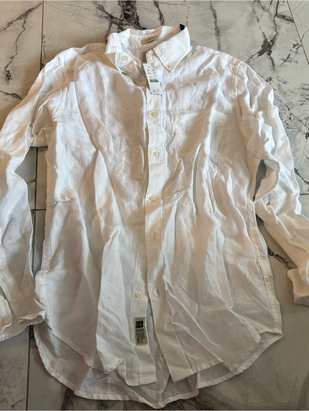 J. Crew White Linen Button-Down Shirt